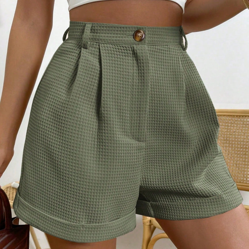 Short Feminino Texturizado Detalhes Dobrado Anahi